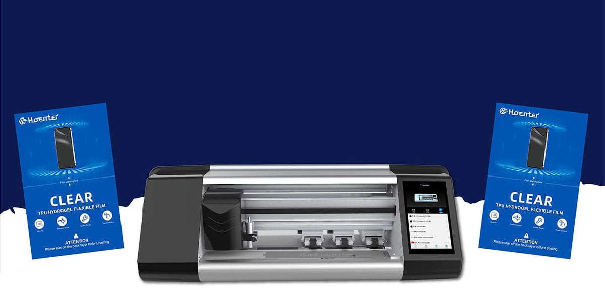 hüdrogeelkilede lõikemasin enam kui 1000 telefoniekraani kaitsmiseks