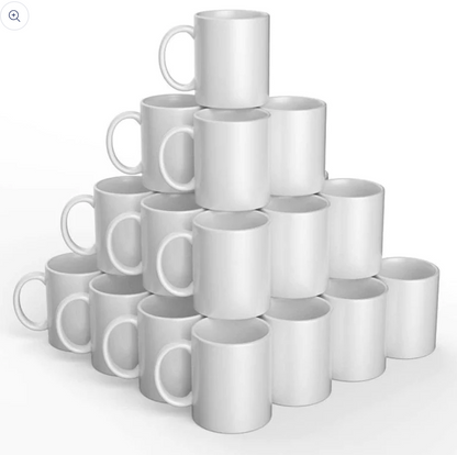 Mugs à personnaliser. Lot de 36 mugs pour sublimation. Pyramide de mugs