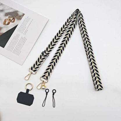 Bandoulière noire pour téléphone avec détail perle