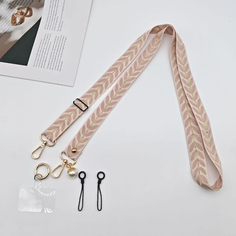 Bandoulière rose coque de téléphone avec détail perle