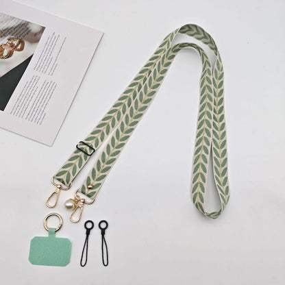 Bandoulière verte pour téléphone avec détail perle