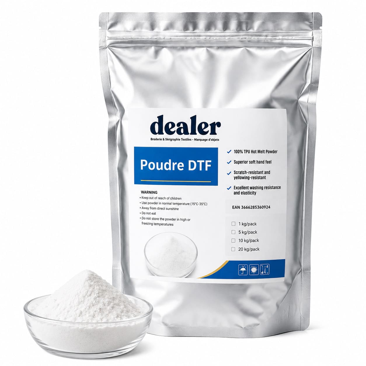 Poudre DTF compatible avec têtes d'impression EPSON